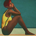 A girl on the beach a romantic painting